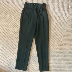 Aritzia Babaton Green High Waisted Pleated Trouser Pant